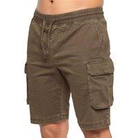 Enzo Men's Regular Fit Cargo Shorts in Brown | Size: Small