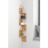 Living and Home 5 Tier Zigzag Corner Bookcase Floating Wall Shelf Bookshelf Storage Rack in Brown