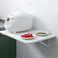 Living and Home Space-saving Kitchen Food Preparation Rack Floating Wall-Mounted Rectangular Fold-Down Table 60*40 CM in White