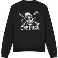 One Piece Green Doodle Jolly Roger Logo Sweatshirt, Black | Size: Small