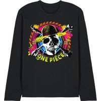 Netflix One Piece Jolly Roger Tropical Logo Long Sleeve T-Shirt, Black | Size: Medium