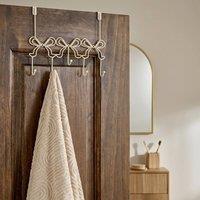 OHS Bows Over the Door Hook Hanger 5 Hooks Coats Towel Rack in Natural