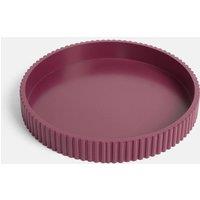 OHS Ribbed Round Decorative Tray Table Organiser Countertop Storage in Dark Red