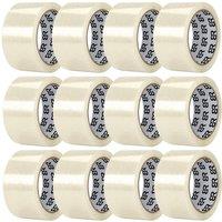 AQUARIUS Clear Packing Tape 48mm x 66m Strong Parcel Box Tape, 12 Rolls