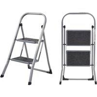 MasterWorx 2 Step Ladder | Foldable Step Stool, Anti-slip, Heavy Duty DIY, Home in Grey