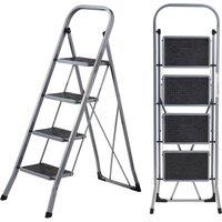 MasterWorx 4 Step Ladder | Foldable Step Stool, Anti-slip, Heavy Duty DIY, Home in Grey