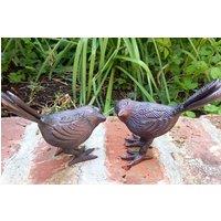 Inspirational Gifting Pair of Song Birds Garden Ornament Sculpture Figurine in Bronze