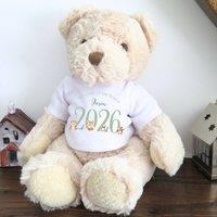 Aye Do Gifts Personalised Luxury Teddy Bear with Green Woodland Animals T-Shirt in Beige