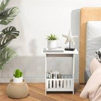 EONLION Slim Wood Bedside Table Bedroom Nightstand in White | Size: 100 cm