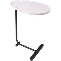 Kelvenix C-Shape Side Table White Marble Effect Tabletop with Black Frame | Size: 0.6m2