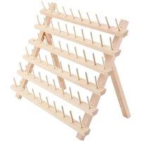 FLAVORA 60 Spool Foldable Wooden Thread Rack Sewing Organizer Stand in Beige | Size: 500mm