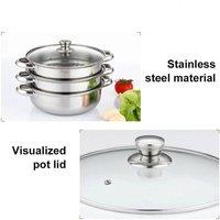 SPETLEK 3 Tier Vegetable Steamer Pan Set Food Stainless Steel in Silver | Size: 0.6m2