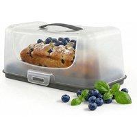 SPETLEK Rectangular Cake Carrier Box Handle Lid Plastic Storage in White | Size: 0.6m2