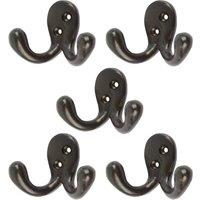 FLAVORA 5x Double Coat Hook Cast Iron in Black | Size: 500mm
