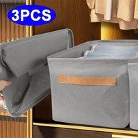 EONLION 3 Packs Large Foldable Storage Boxes Folding in Grey | Size: 500mm