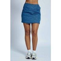 Native Youth Women's Cotton Diamond Quilted Wrap-Style Mini Skirt in Blue | Size: Small