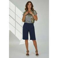 Paulo Due Women's Stretch Cuffed Bermuda Shorts in Navy | Size: 8