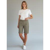 Paulo Due Women's Stretch Cuffed Bermuda Shorts in Light Khaki | Size: 16