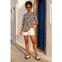 Roman Women's Animal Print Stretch Blouse in Taupe | Size: 10