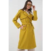 Big Dart Women's Belted Long-Sleeve Trench Coat in Mustard | Size: Small