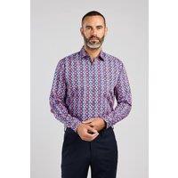 Double TWO Men's Red & Blue Retro Wavy Print Shirt | Size: 16 inches