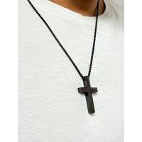 SVNX Men's Cross Pendant Necklace in Black | Size: 22 inches