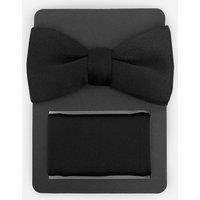 Maya Deluxe Men's Satin Bow Tie Pocket Square Set in Black