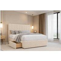 Chester & Oakley Lunar Teddy Divan Bed Base 4 Drawers - 26 Headboard in Cream | Size: Super King