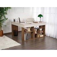 Vente-unique Corner Desk With Storage Units - Colour: Beige & Dark Natural in Brown