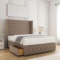 BSSPOKE Ruby Divan Bed Plush Velvet 54Headboard 2Drawers Footend No Mattress in Bronze | Size: Super King