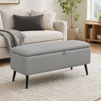 STILVORA Storage Ottoman with Steel Legs in Grey