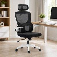 STILVORA Office Chair with Headrest & Rotatable Armrests in Black