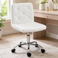 STILVORA White Armless Office Chair with Adjustable Height