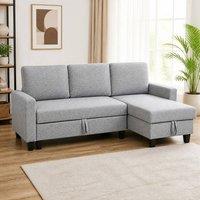 STILVORA 3-Seater Sofa Bed with Storage Grey Linen