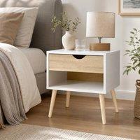 STILVORA Bedside Table with Drawer & Shelf White
