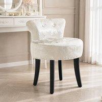 STILVORA Dressing Table Stool with Wooden Legs in Beige