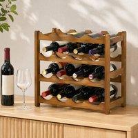 STILVORA 4 Tier Wine Rack for 16 Bottles in Brown