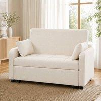 STILVORA Sofa Bed with Adjustable Backrest & Cushions in Off-White