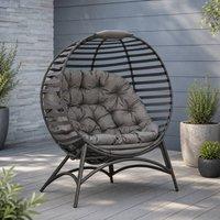 STILVORA Egg Chair with Cushion, Steel Frame, Brown
