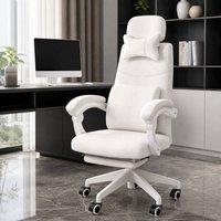 STILVORA Office Chair with Reclining Back & Footrest in White