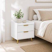 STILVORA Bedside Table with 2 Drawers White Finish