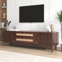 STILVORA TV Cabinet with Doors & Drawers, Natural in Walnut