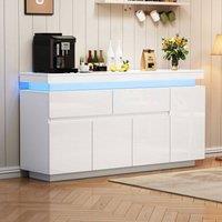 STILVORA White Sideboard with LED Lights, 4 Doors & 2 Drawers