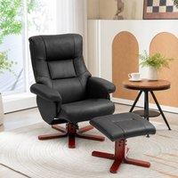 STILVORA Recliner & Footstool Set with Manual Recline in Black