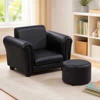 STILVORA Children's Armchair with Footstool in Black