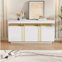 STILVORA Sideboard with 3 Doors & Adjustable Shelves in White