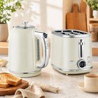 STILVORA Kettle & Toaster Set with Temperature Control in Cream