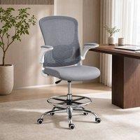 STILVORA Draughtsman Chair with Adjustable Lumbar Support in Grey
