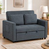 STILVORA 2 Seater Sofa Bed with Side Pockets in Grey