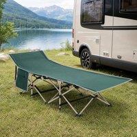 STILVORA Camping Cot with Side Pocket & Carry Bag in Green | Size: Small Single
